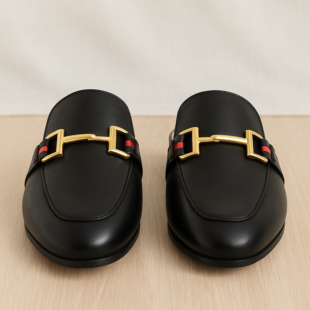 Women's Black European Flat Style Mules