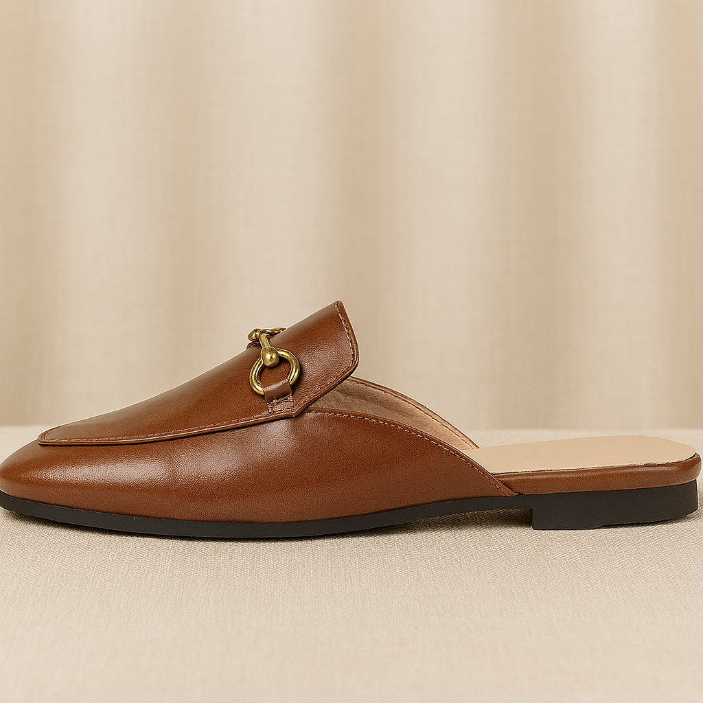 Women's Brown European Flat Style Mules