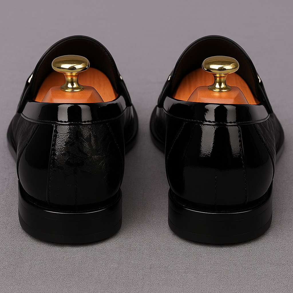 Men's Black Leather Oxford Flats