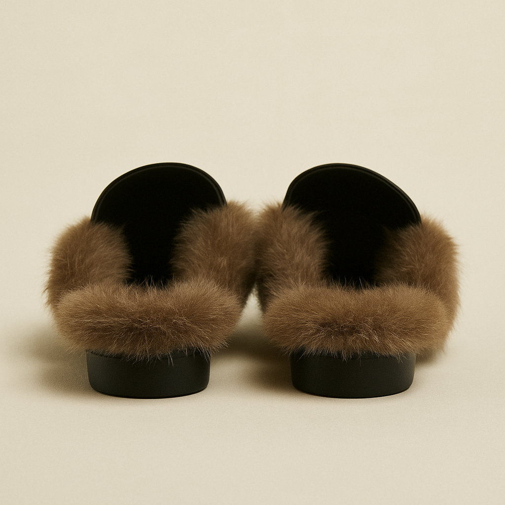women's Black Fur European style Mules