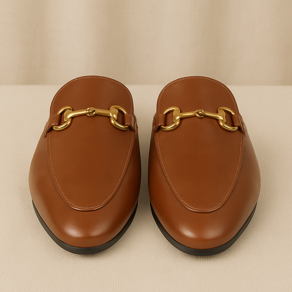 Women's Brown European Flat Style Mules
