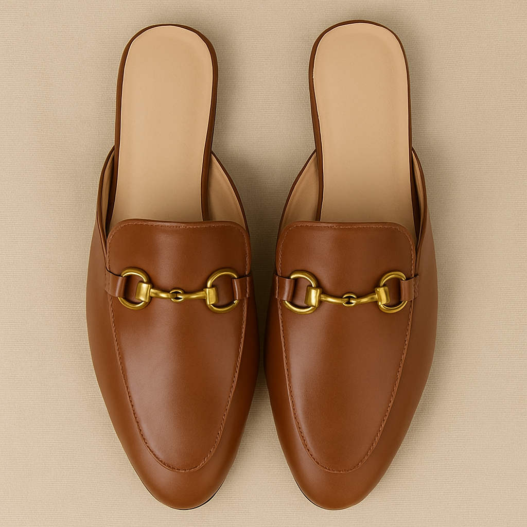 Women's Brown European Flat Style Mules