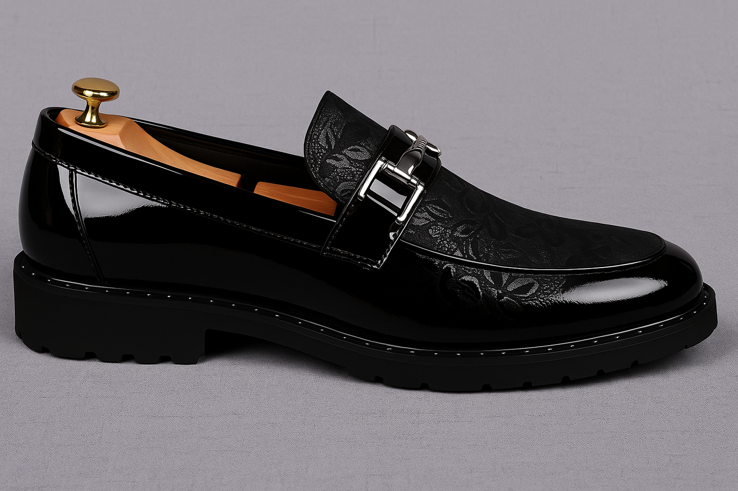 Men's Black Leather Oxford Flats