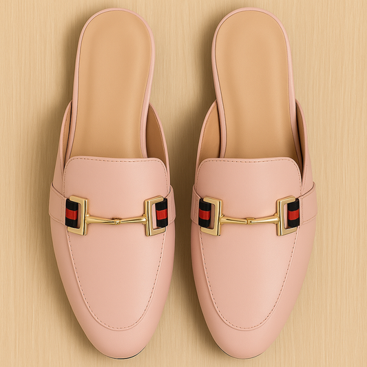 Women's Pink European Flat Style Mules