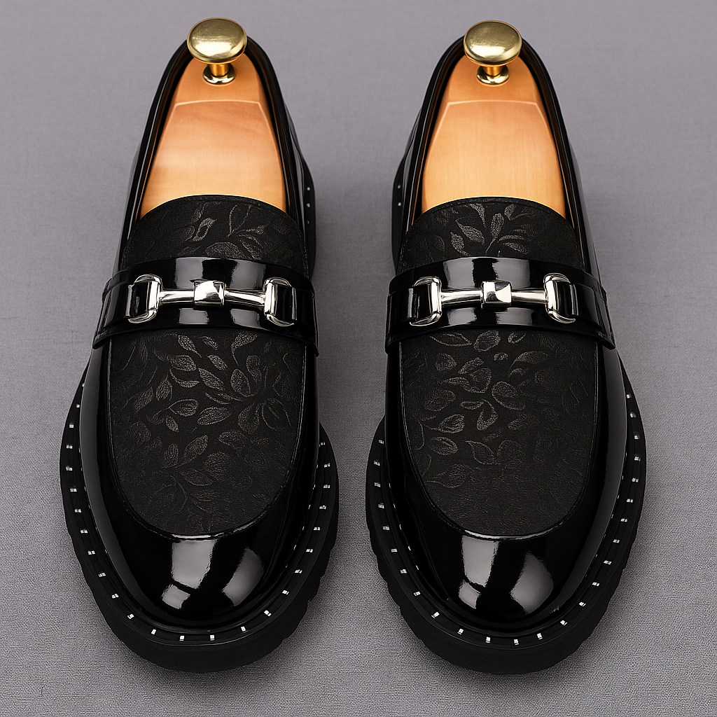 Men's Black Leather Oxford Flats