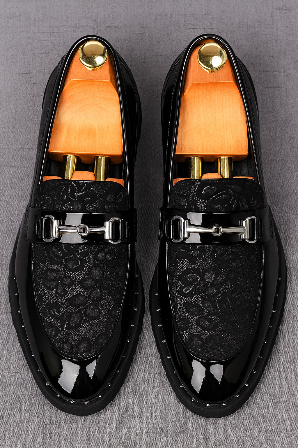 Men's Black Leather Oxford Flats