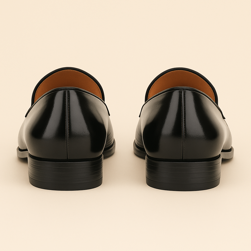 Men's Navy Polished Leather Belgian Loafers