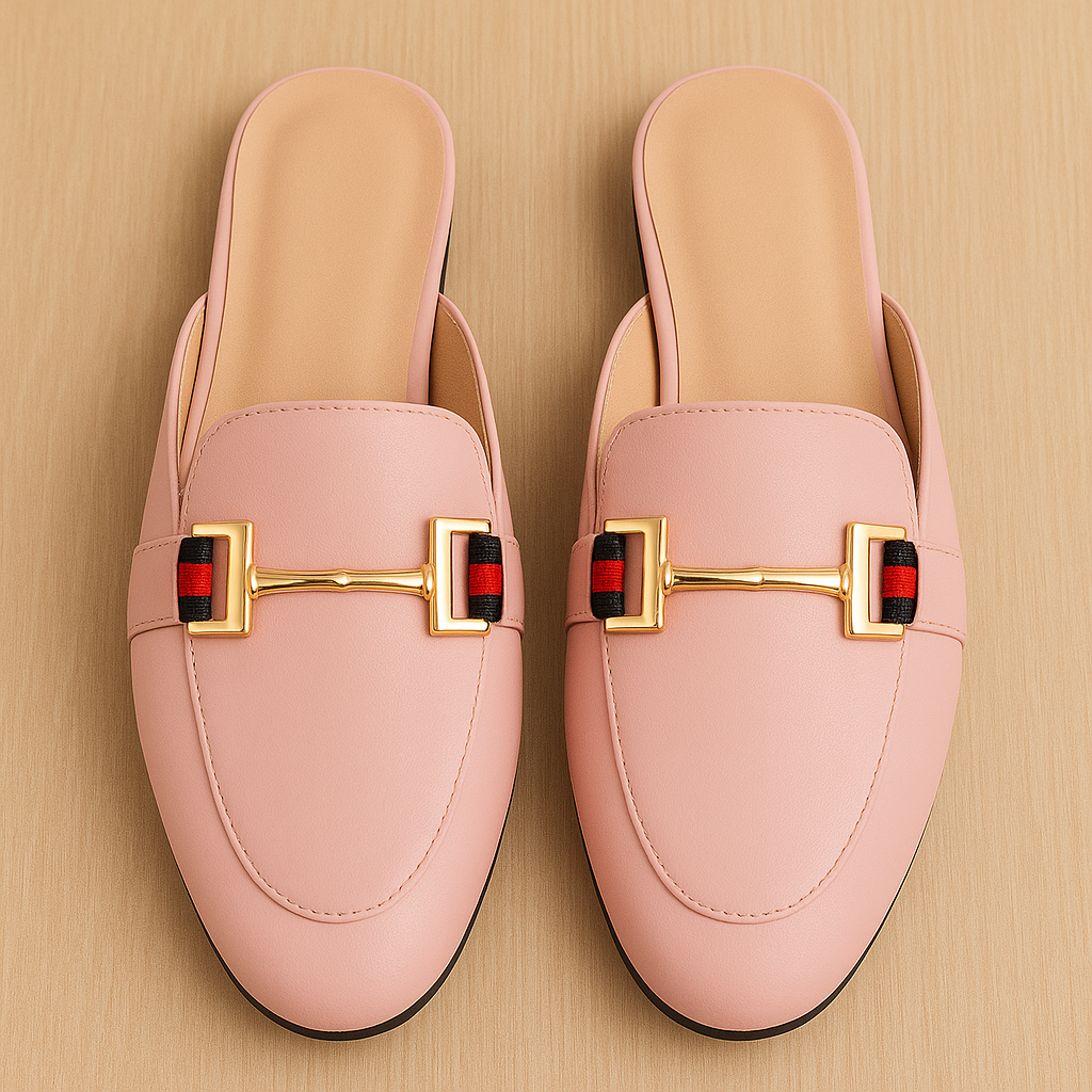 Women's Pink European Flat Style Mules