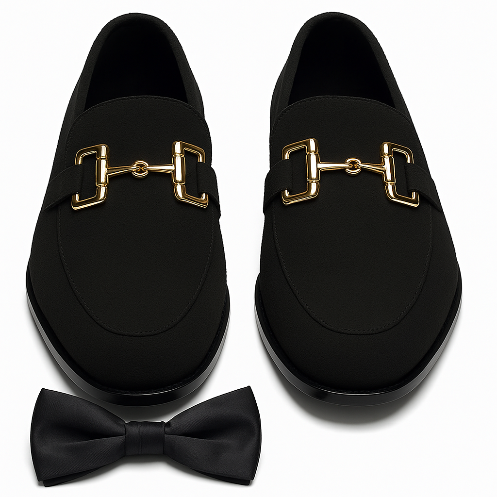 Men's Black Suede Leather Loafers