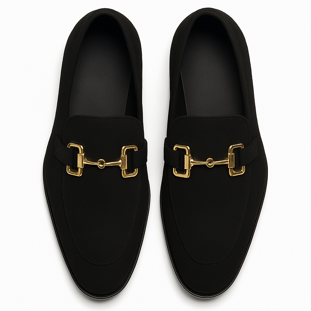Men's Black Suede Leather Loafers