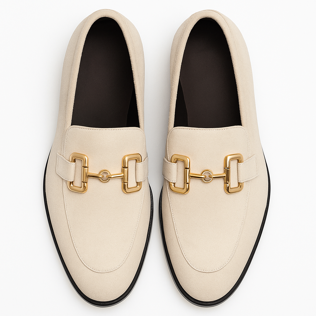Men's  Beige Suede Leather Loafers